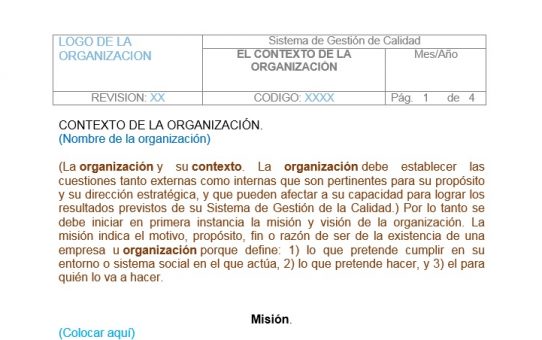 Formato para Contexto de la Organización